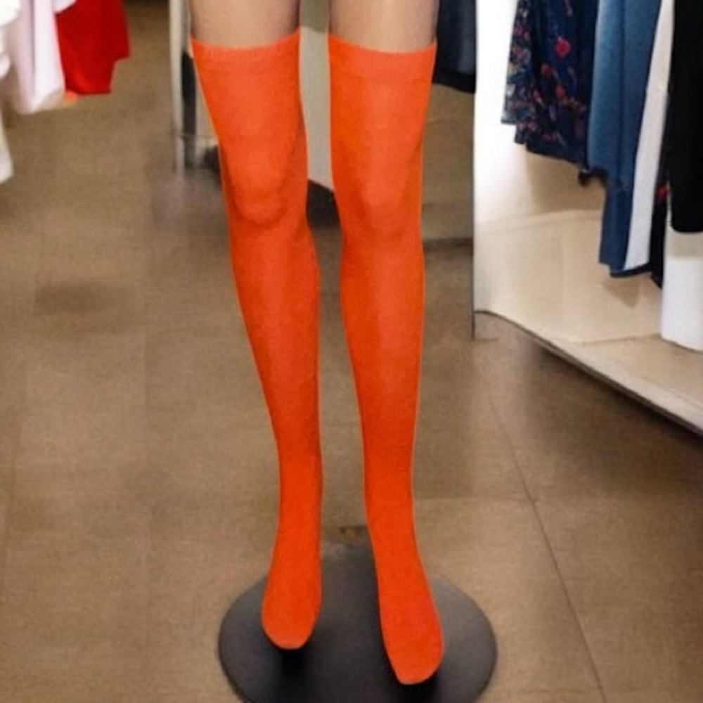 Vibrant Orange Thigh-High Socks